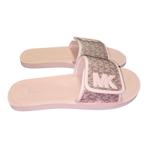 Michael Kors Pink Logo Glitter Slide Sandals Women's Size 11 New - Picture 5 of 12